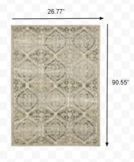 5' X 8' Ivory And Gray Floral Trellis Indoor Area Rug