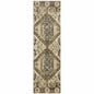 5' X 8' Tan And Gold Medallion Distressed Area Rug