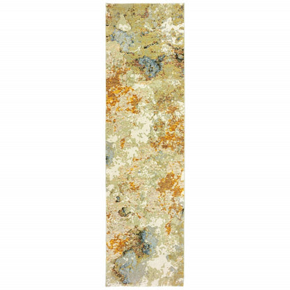 2' X 3' Gold and Ivory Power Loom Area Rug