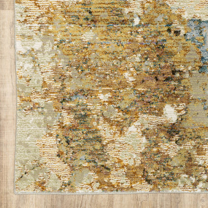 10' X 13' Beige Gold And Ivory Abstract Area Rug