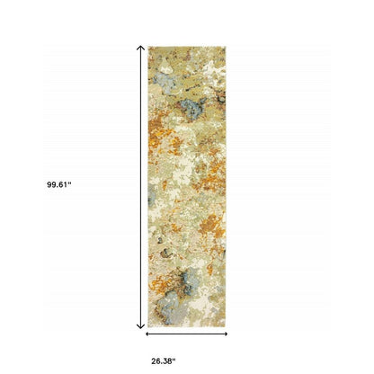 12' Gold And Ivory Runner Rug