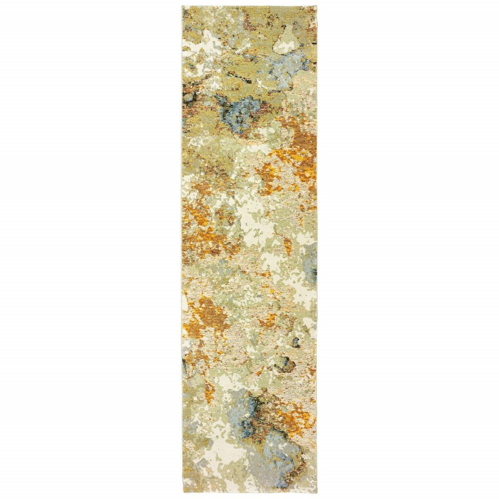 10' X 13' Beige Gold And Ivory Abstract Area Rug