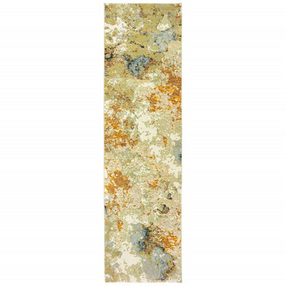 10' X 13' Beige Gold And Ivory Abstract Area Rug