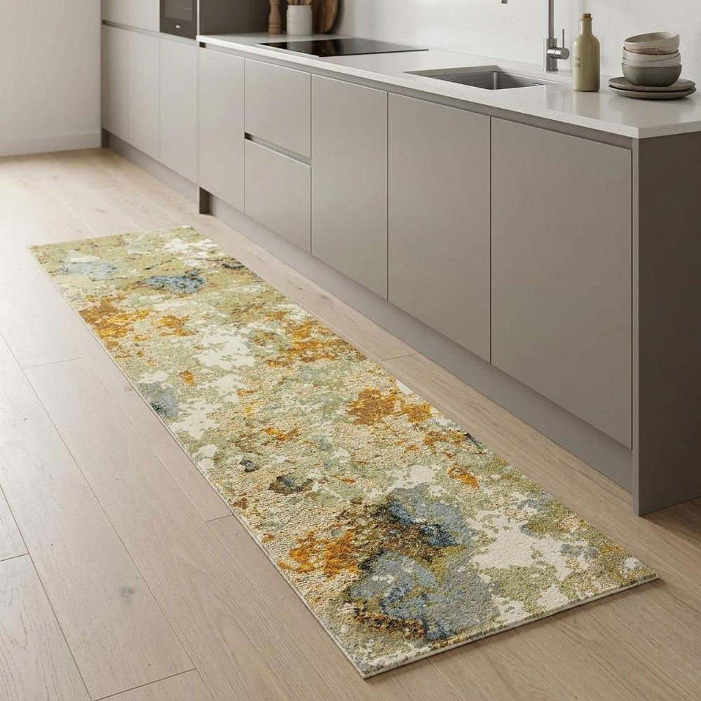 12' Gold And Ivory Runner Rug