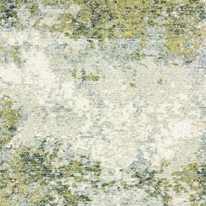 5' X 7' Ivory Sage And Teal Abstract Area Rug