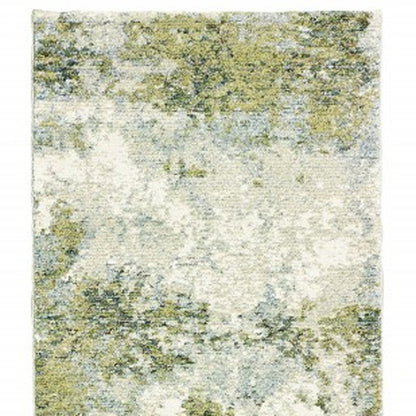 5' X 7' Ivory Sage And Teal Abstract Area Rug