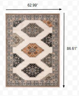 8' Orange And Ivory Runner Rug