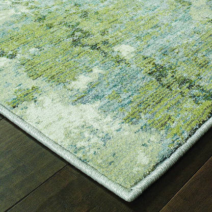 8' Runner Blue Green Power Loom Runner Rug