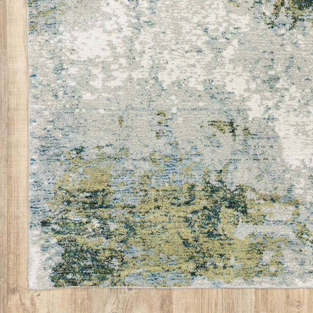 8' Blue And Green Runner Rug