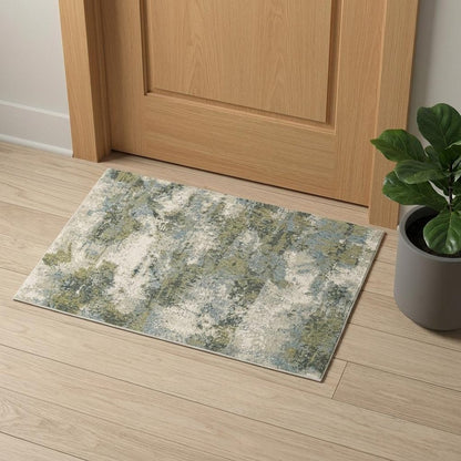 8' Blue And Green Runner Rug