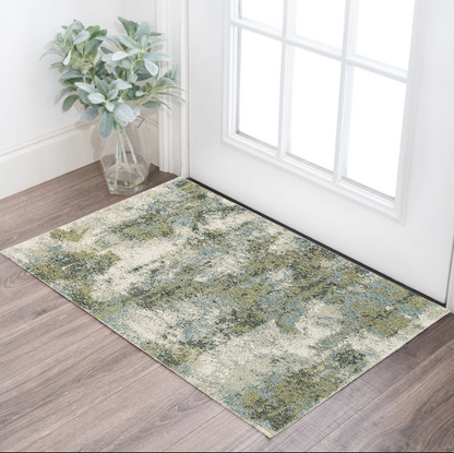 8' Runner Blue Green Power Loom Runner Rug