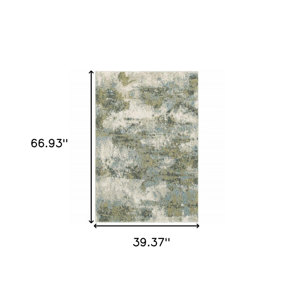 3' X 5' Blue Green Power Loom Area Rug