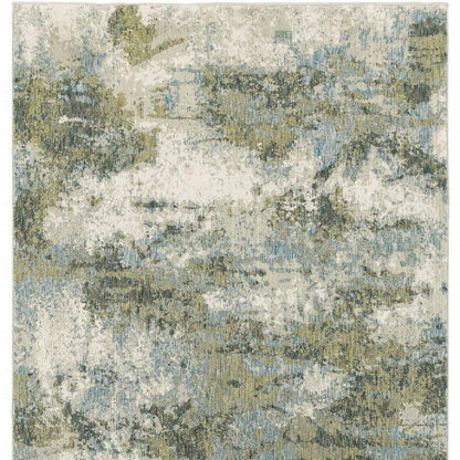 8' Blue And Green Runner Rug