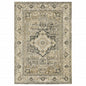 8' X 11' Beige And Gray Medallion Distressed Area Rug