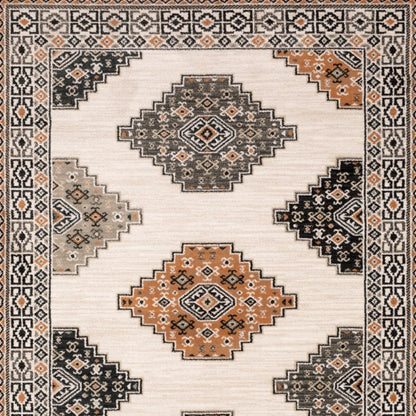 8’ X 10’ Abstract Ivory And Gray Geometric Indoor Area Rug