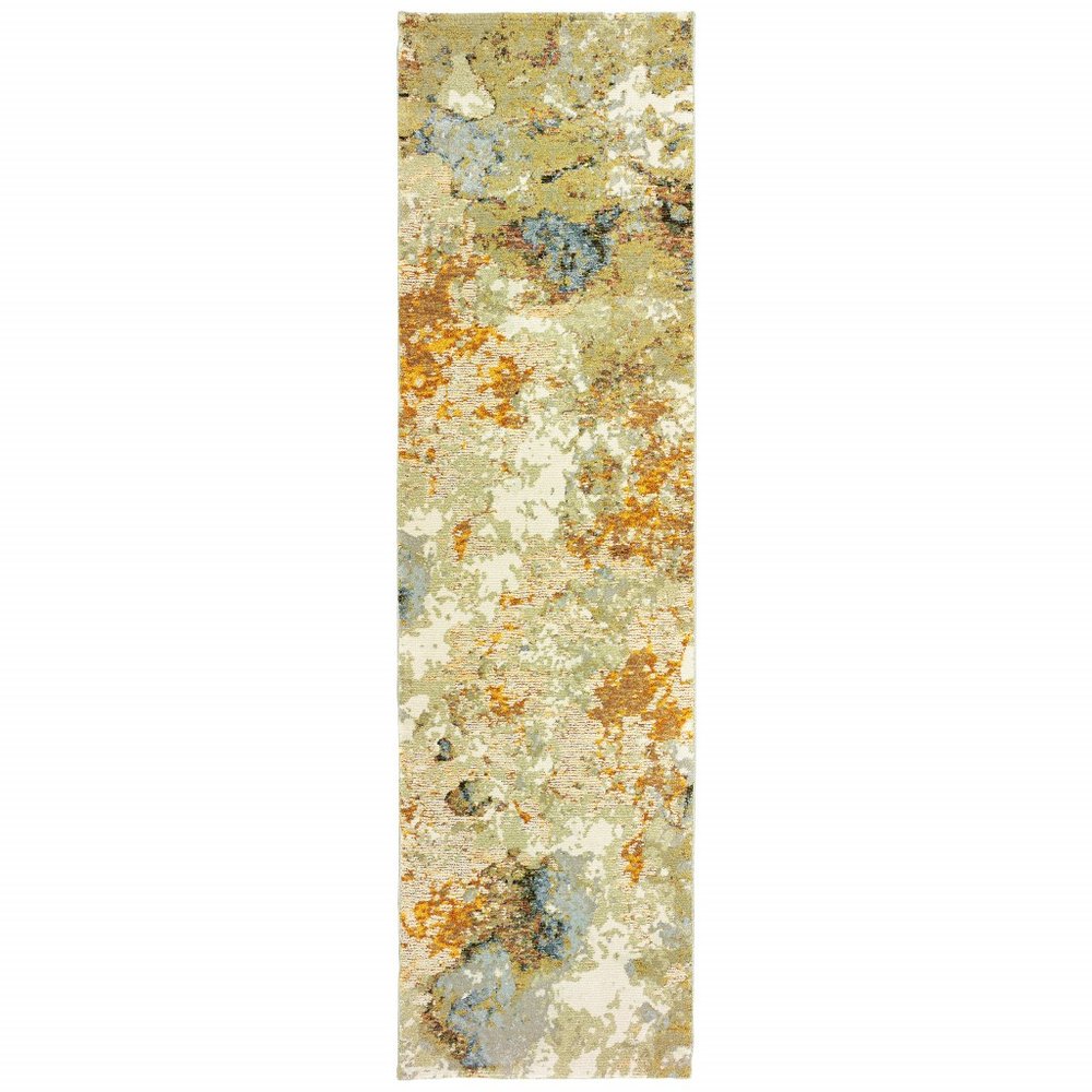 10' X 13' Beige Gold And Ivory Abstract Area Rug