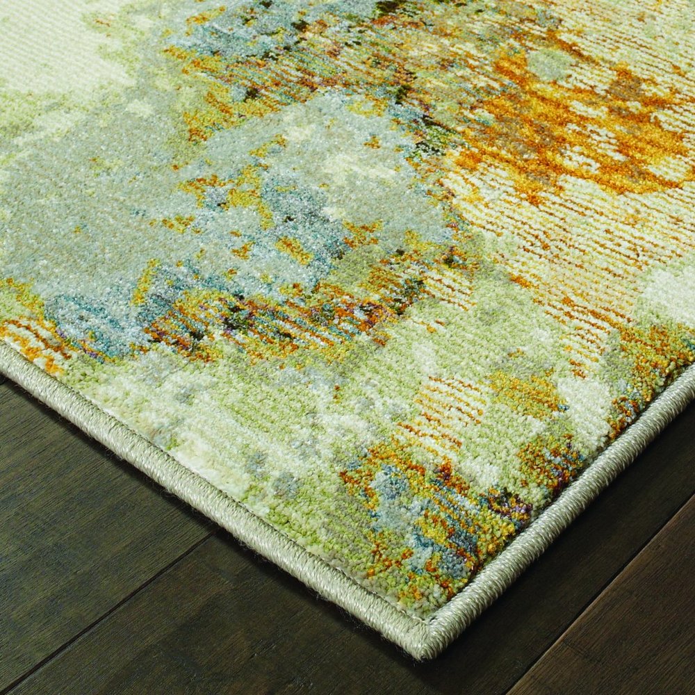 10' X 13' Beige Gold And Ivory Abstract Area Rug