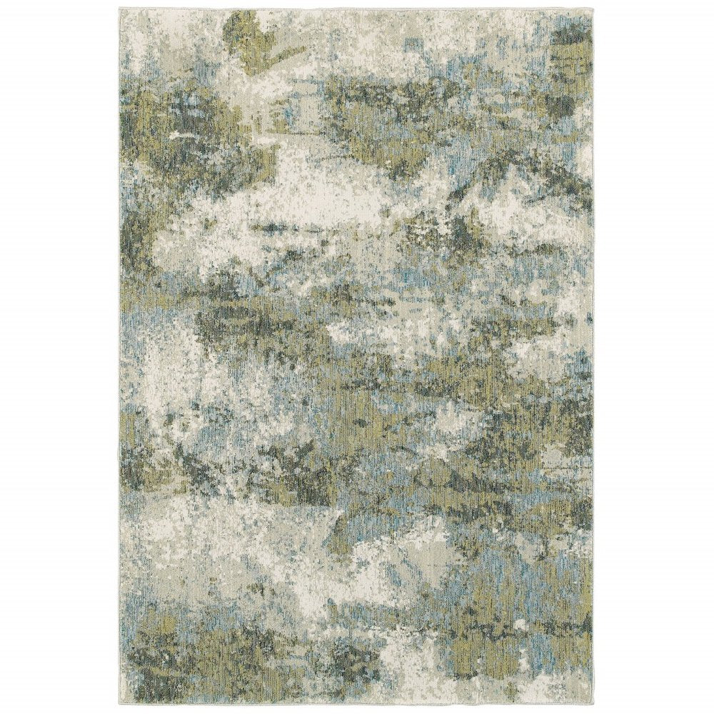 8' Blue And Green Runner Rug