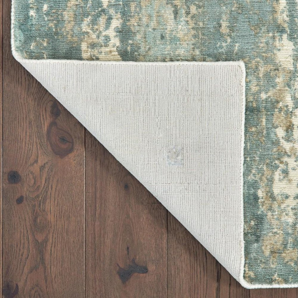 3' X 10' Blue And Gray Abstract Splash Indoor Runner Rug