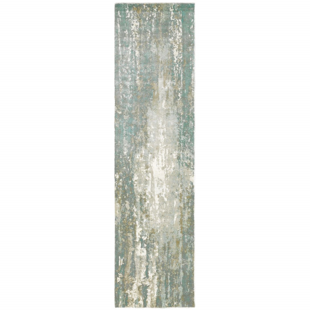 9' X 12' Blue And Gray Abstract Splash Indoor Area Rug