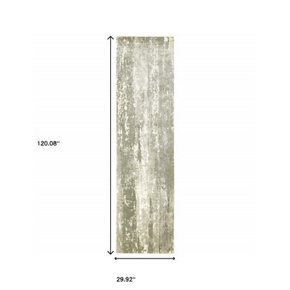 10' X 14' Gray And Ivory Abstract Splash Indoor Area Rug