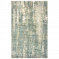 6' X 9' Blue And Gray Abstract Hand Loomed Distressed Area Rug