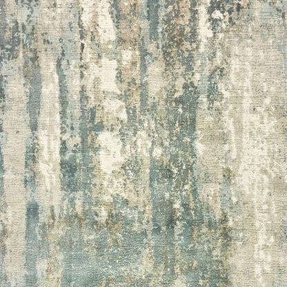 9' X 12' Blue And Gray Abstract Splash Indoor Area Rug