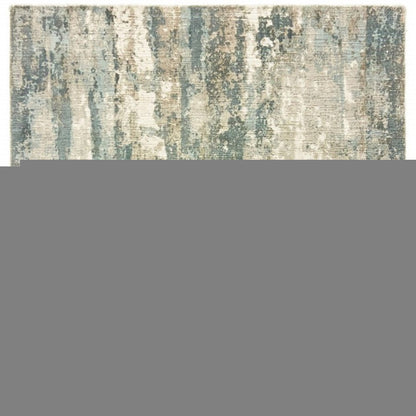 3' X 10' Blue And Gray Abstract Splash Indoor Runner Rug