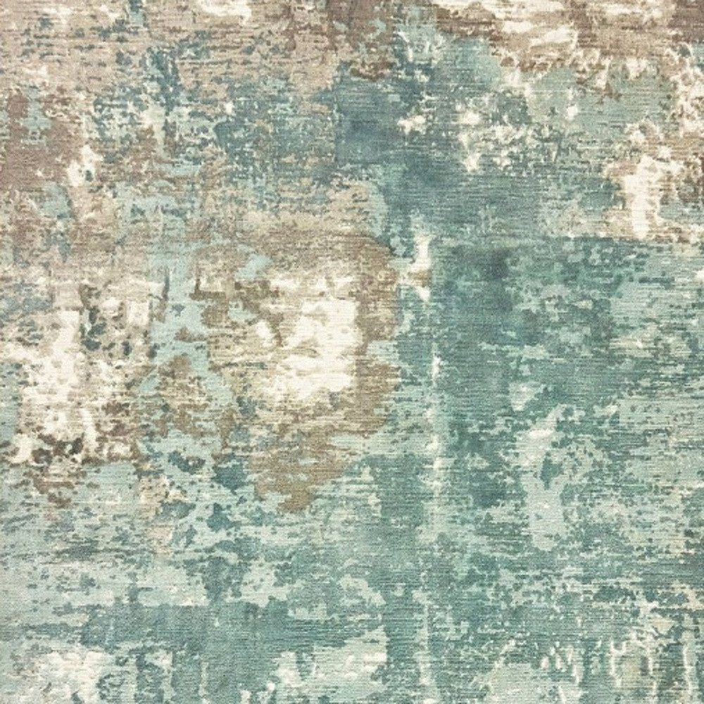 10' X 14' Blue And Gray Abstract Hand Loomed Distressed Area Rug