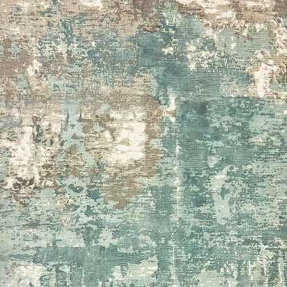 10' X 14' Blue And Gray Abstract Hand Loomed Distressed Area Rug