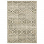 10' X 13' Ivory And Gray Trellis Distressed Area Rug
