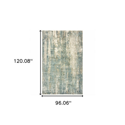 9' X 12' Blue And Gray Abstract Splash Indoor Area Rug