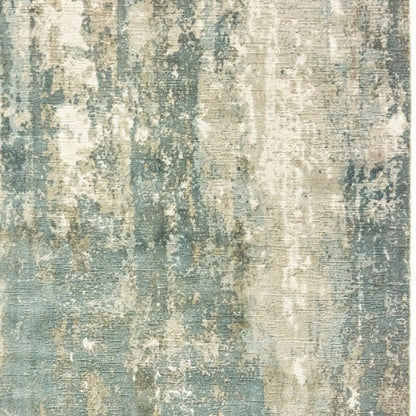 9' X 12' Blue And Gray Abstract Splash Indoor Area Rug