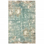 6' X 9' Blue And Gray Abstract Hand Loomed Distressed Area Rug