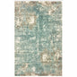8' X 10' Blue And Gray Abstract Hand Loomed Distressed Area Rug