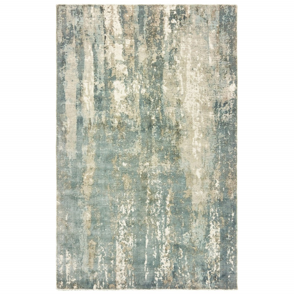 9' X 12' Blue And Gray Abstract Splash Indoor Area Rug