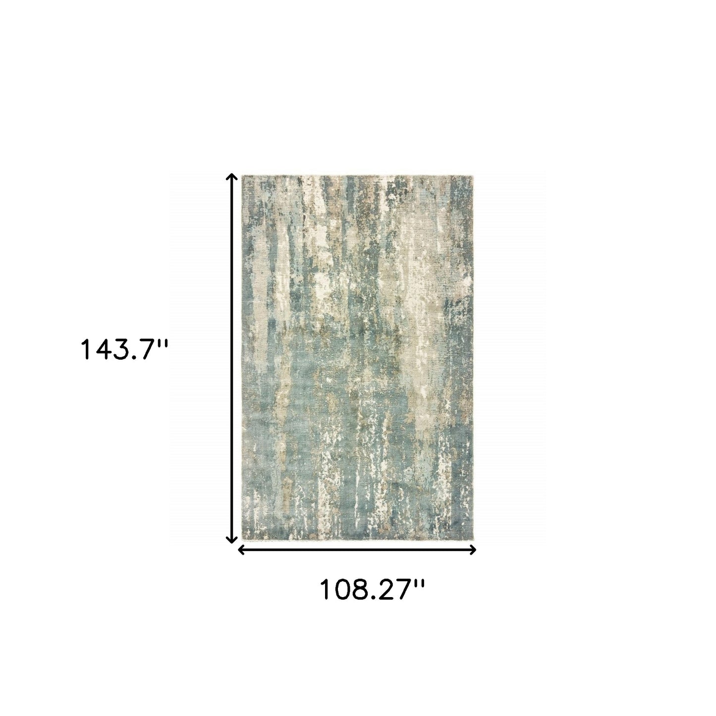 9' X 12' Blue And Gray Abstract Splash Indoor Area Rug