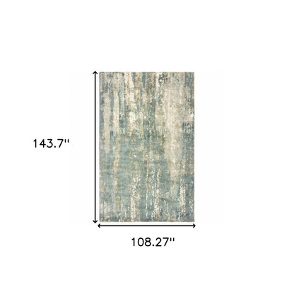 9' X 12' Blue And Gray Abstract Splash Indoor Area Rug