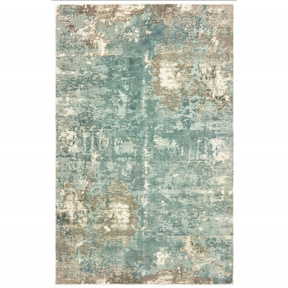 9' X 12' Blue And Gray Abstract Pattern Indoor Area Rug