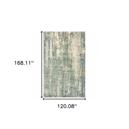 9' X 12' Blue And Gray Abstract Splash Indoor Area Rug