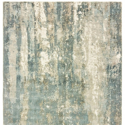 9' X 12' Blue And Gray Abstract Splash Indoor Area Rug