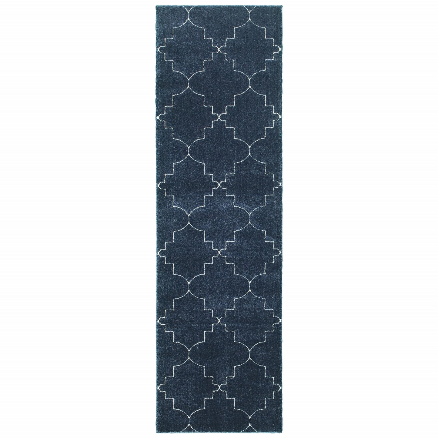 4' X 6' Blue And Ivory Trellis Indoor Area Rug