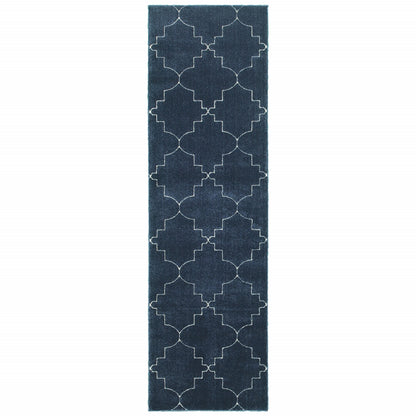 4' X 6' Blue And Ivory Trellis Indoor Area Rug