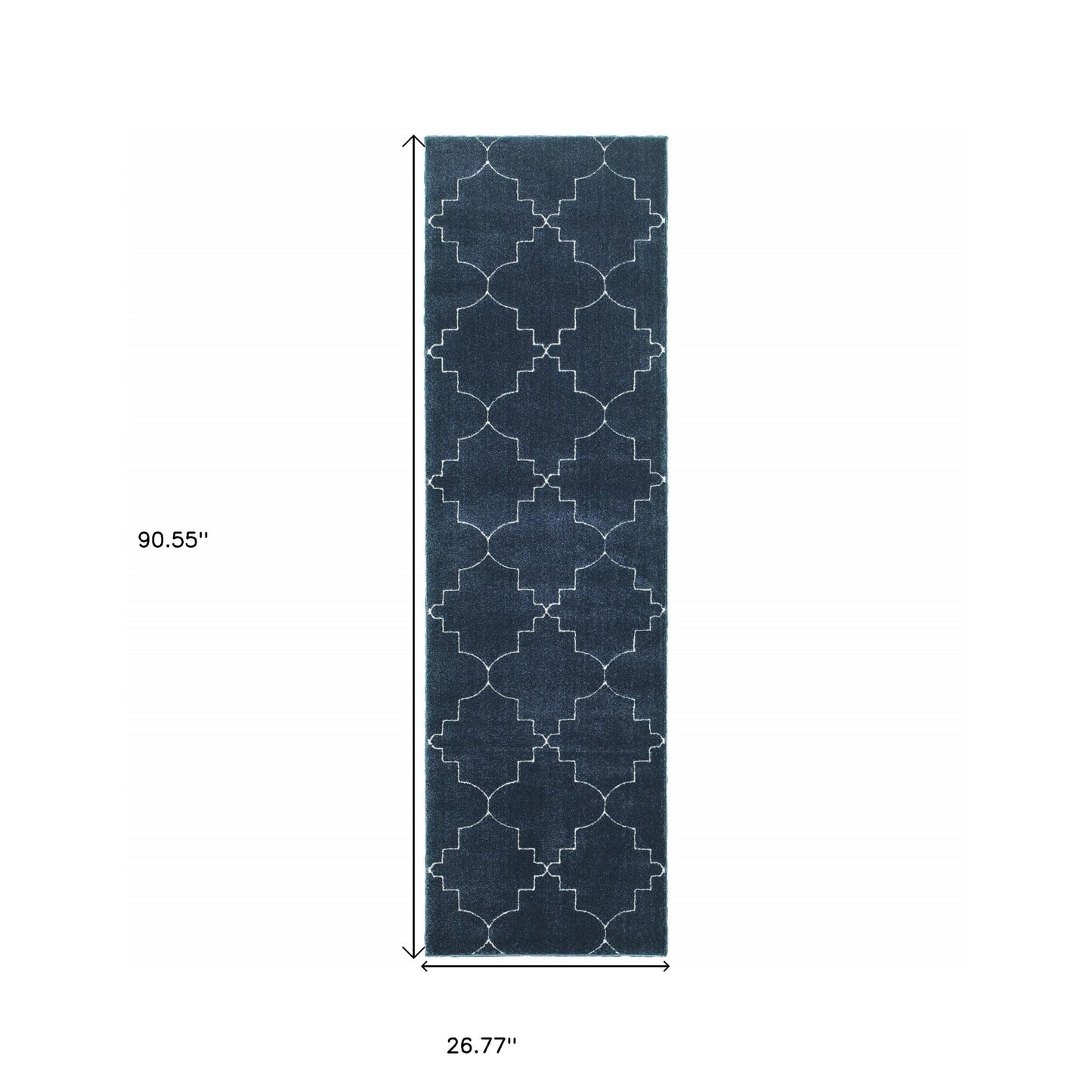 4' X 6' Blue And Ivory Trellis Indoor Area Rug