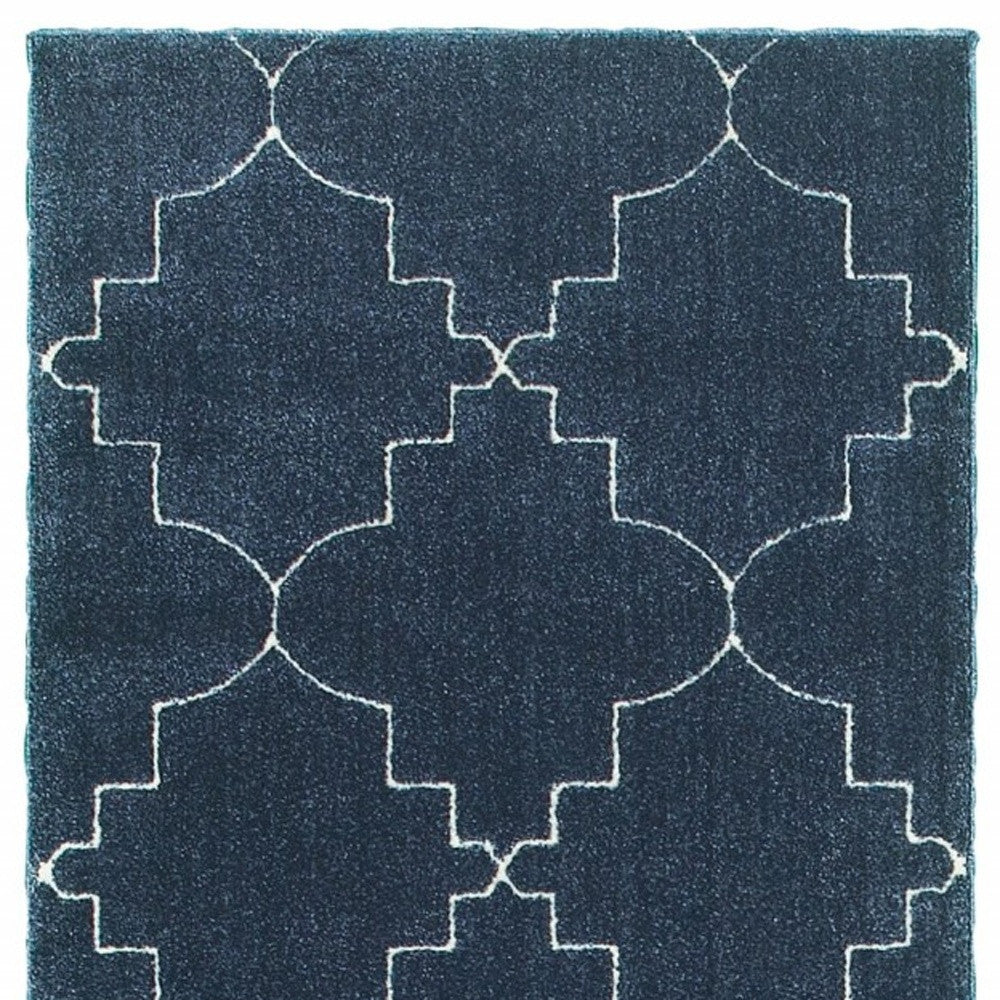 4' X 6' Blue And Ivory Trellis Indoor Area Rug