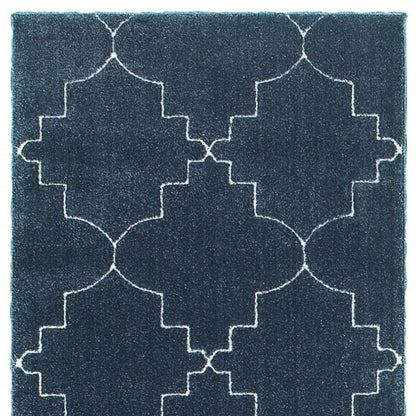 4' X 6' Blue And Ivory Trellis Indoor Area Rug