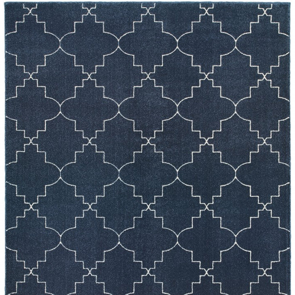 4' X 6' Blue And Ivory Trellis Indoor Area Rug