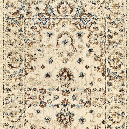 8' X 11' Ivory And Gold Distressed Indoor Area Rug