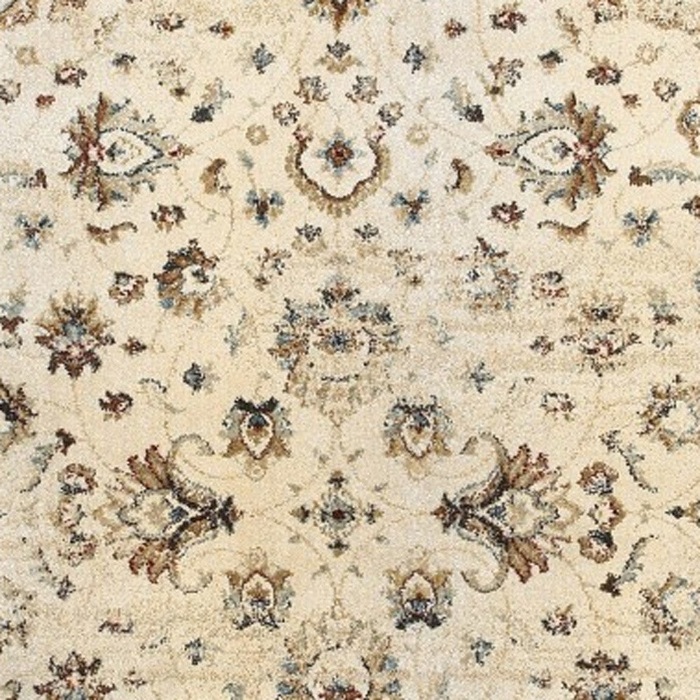 8' X 11' Ivory And Gold Distressed Indoor Area Rug