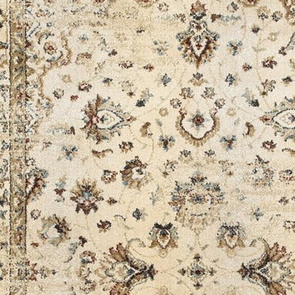 8' X 11' Ivory And Gold Distressed Indoor Area Rug